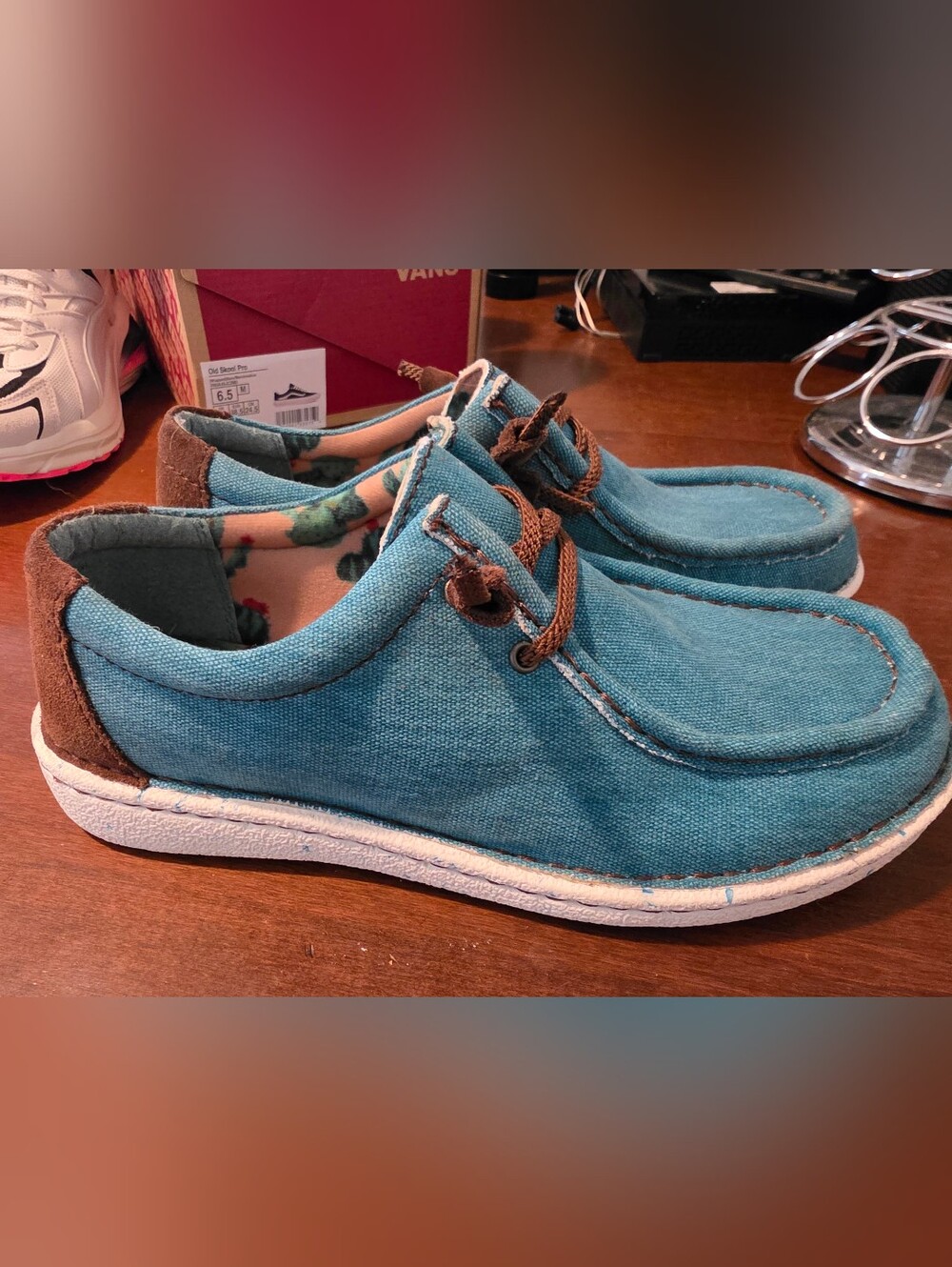 Justin Womens Canvas Moc - Teal Blue